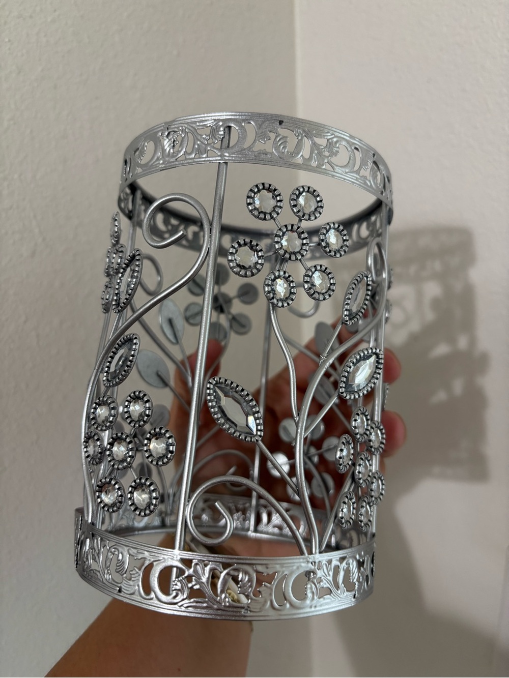 Pink Zebra Floral Diamond Accent Shade NIB